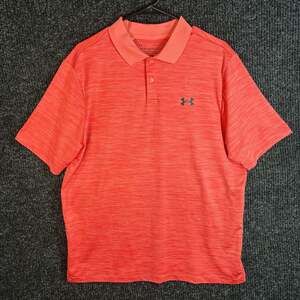 Under Armour Performance Polo Shirt Men's Size Large Red Heathered Golf Top